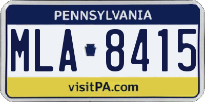 PA license plate MLA8415