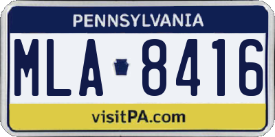PA license plate MLA8416