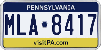 PA license plate MLA8417