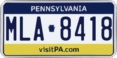 PA license plate MLA8418