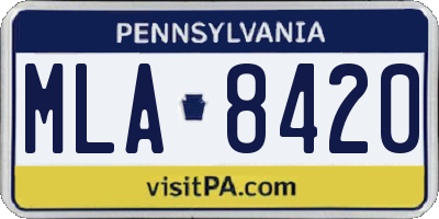 PA license plate MLA8420
