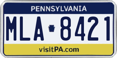 PA license plate MLA8421
