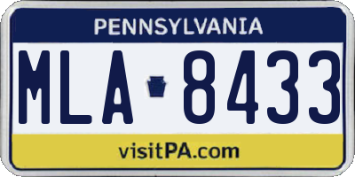 PA license plate MLA8433