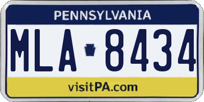 PA license plate MLA8434