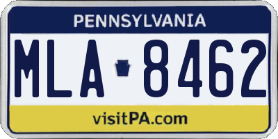PA license plate MLA8462