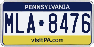 PA license plate MLA8476