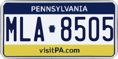 PA license plate MLA8505