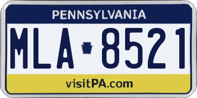 PA license plate MLA8521