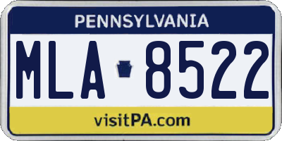 PA license plate MLA8522