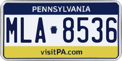PA license plate MLA8536