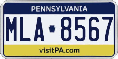 PA license plate MLA8567