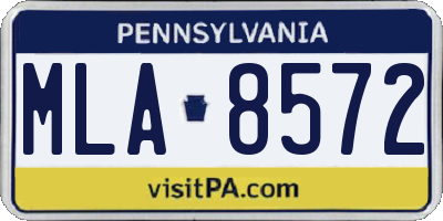 PA license plate MLA8572