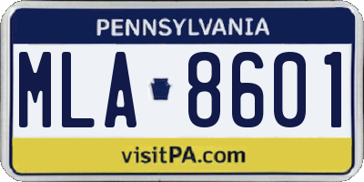 PA license plate MLA8601
