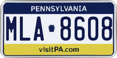 PA license plate MLA8608