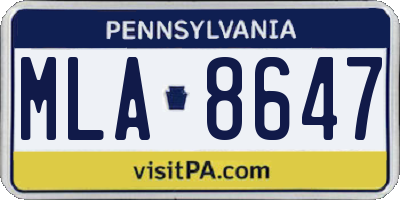 PA license plate MLA8647