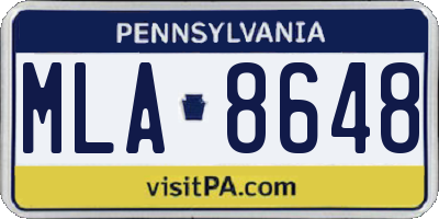 PA license plate MLA8648