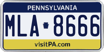 PA license plate MLA8666