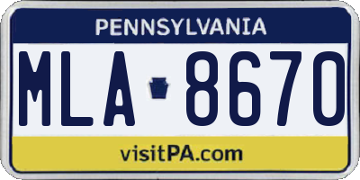 PA license plate MLA8670