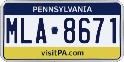 PA license plate MLA8671