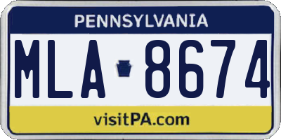 PA license plate MLA8674
