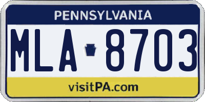 PA license plate MLA8703