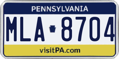 PA license plate MLA8704