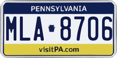 PA license plate MLA8706