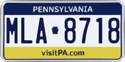 PA license plate MLA8718