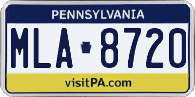 PA license plate MLA8720