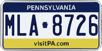 PA license plate MLA8726
