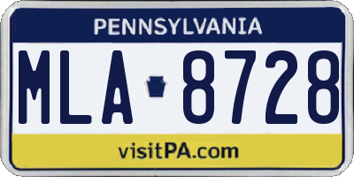 PA license plate MLA8728