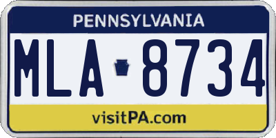 PA license plate MLA8734