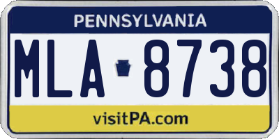 PA license plate MLA8738