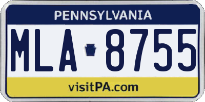 PA license plate MLA8755