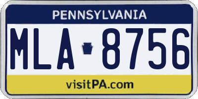 PA license plate MLA8756