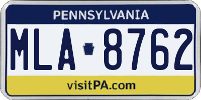 PA license plate MLA8762