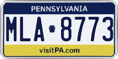 PA license plate MLA8773