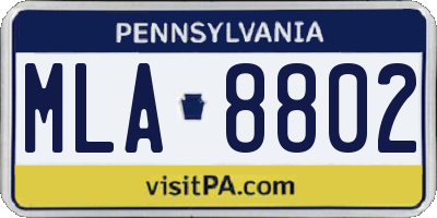 PA license plate MLA8802