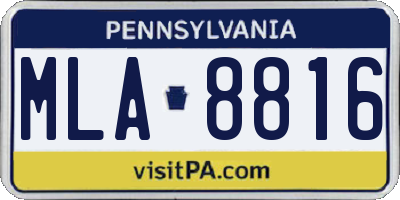 PA license plate MLA8816