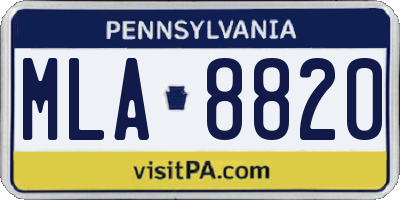 PA license plate MLA8820