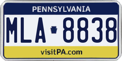 PA license plate MLA8838