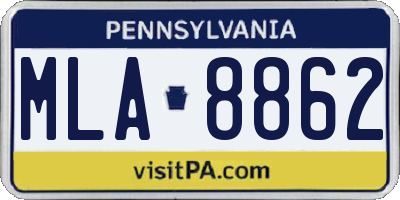 PA license plate MLA8862