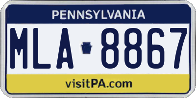 PA license plate MLA8867
