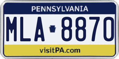 PA license plate MLA8870