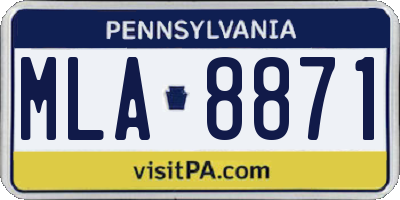 PA license plate MLA8871