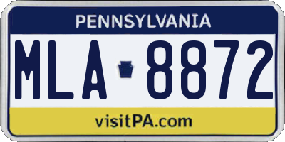 PA license plate MLA8872