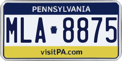 PA license plate MLA8875