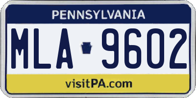 PA license plate MLA9602