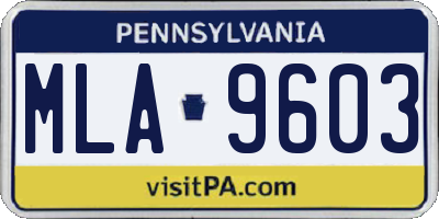 PA license plate MLA9603