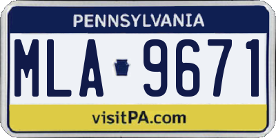 PA license plate MLA9671
